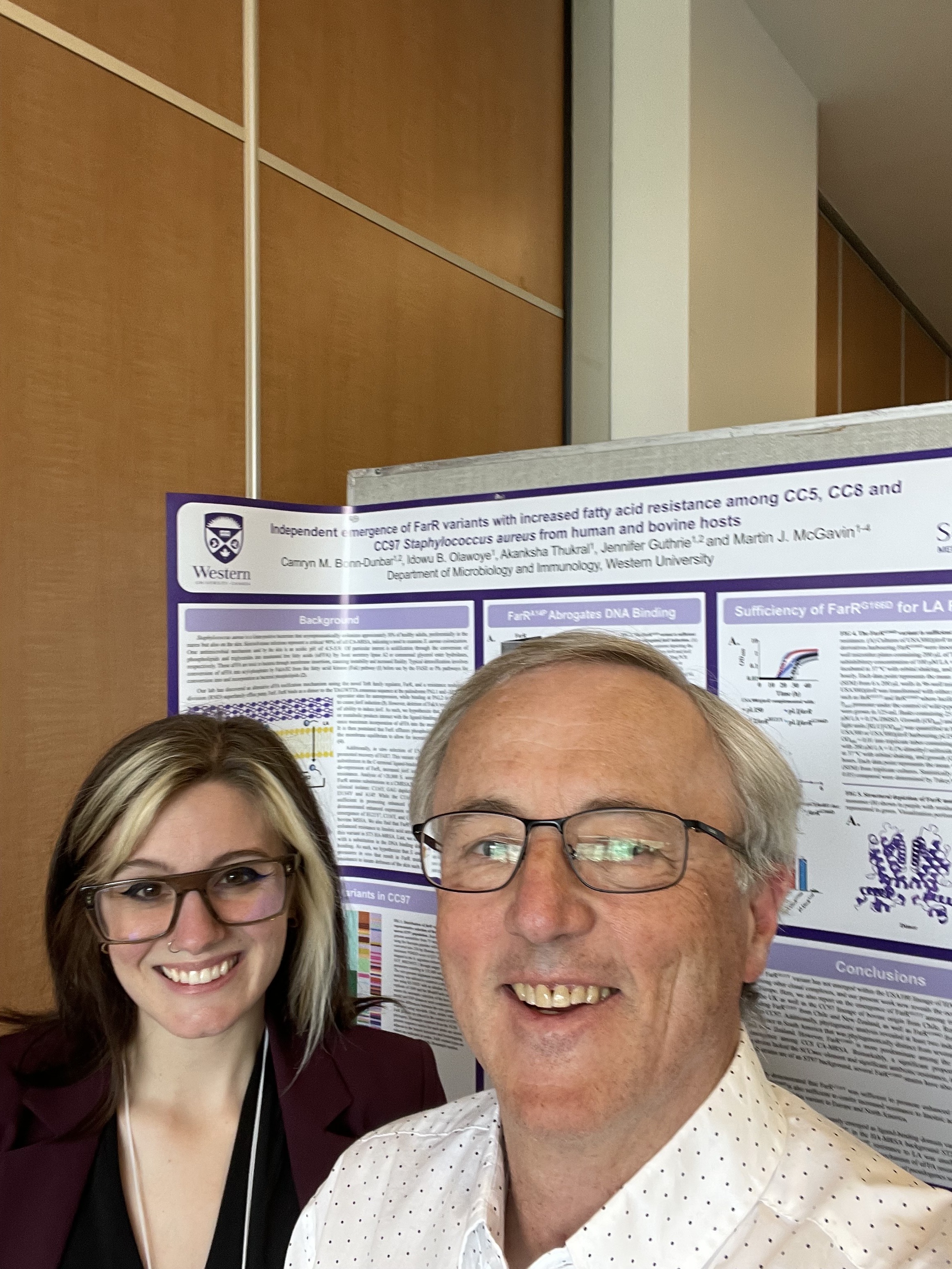 Camryn Bonn-Dunbar and Dr. McGavin at their poster on FarR variants