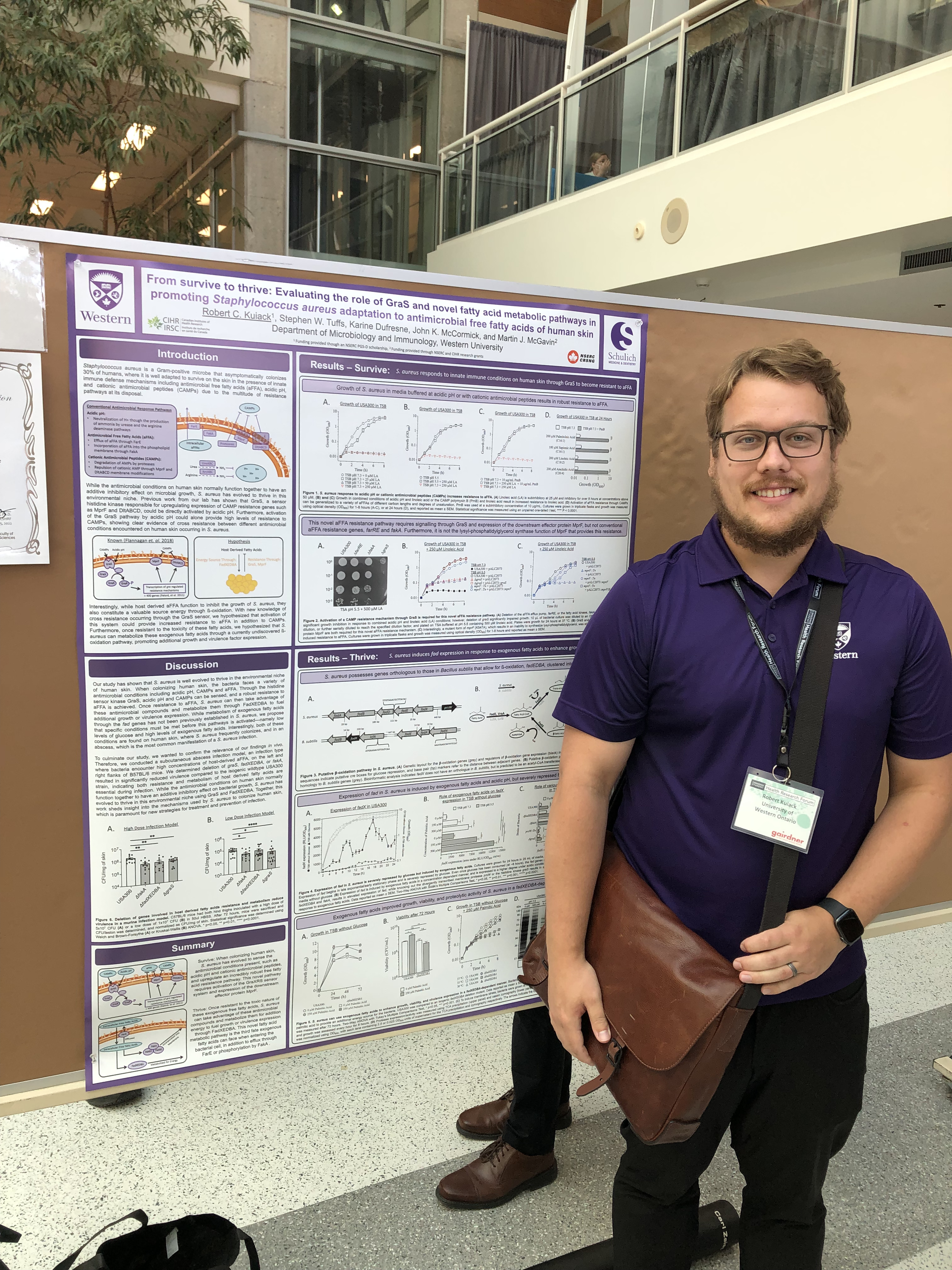 Robert Kuiack with his poster at the Canadian Student Health Research Forum, 2022